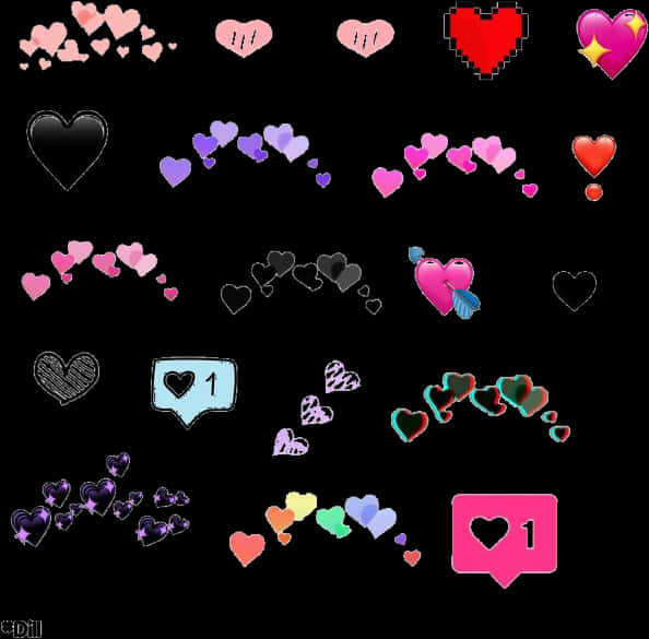 Assorted_ Heart_ Emojis_ Collection PNG with transparent background