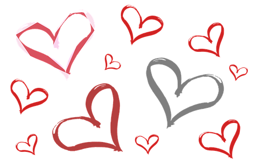 Assorted Heartson Black Background PNG with transparent background