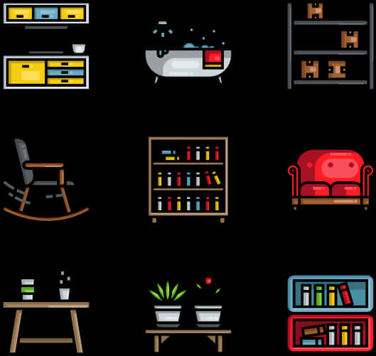 Assorted Home Furniture Icons PNG with transparent background