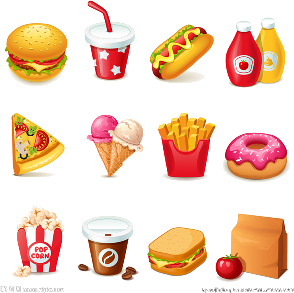 Assorted Junk Food Icons Set