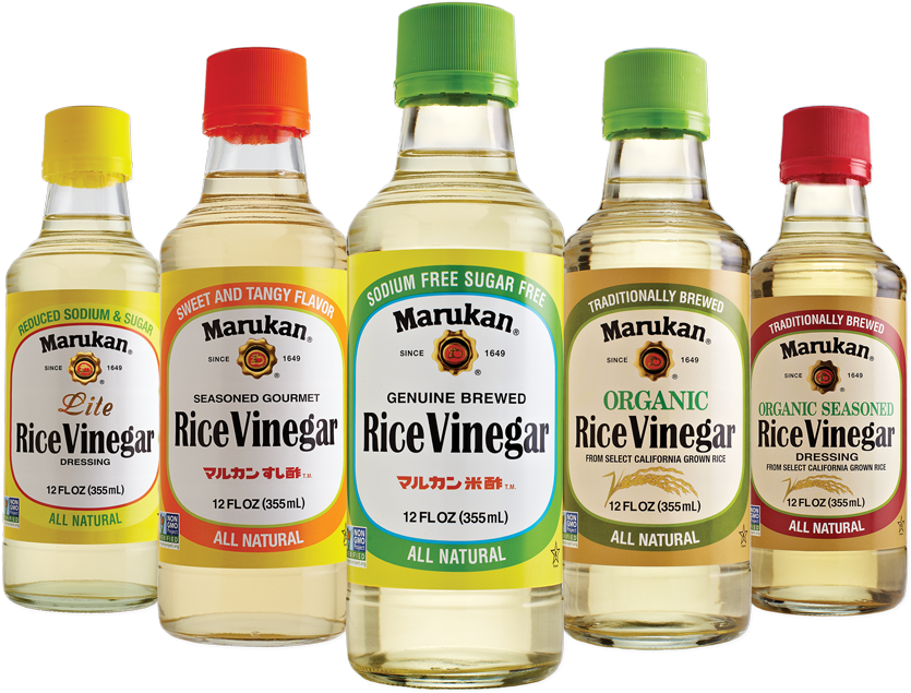 Assorted Marukan Rice Vinegar Bottles PNG with transparent background