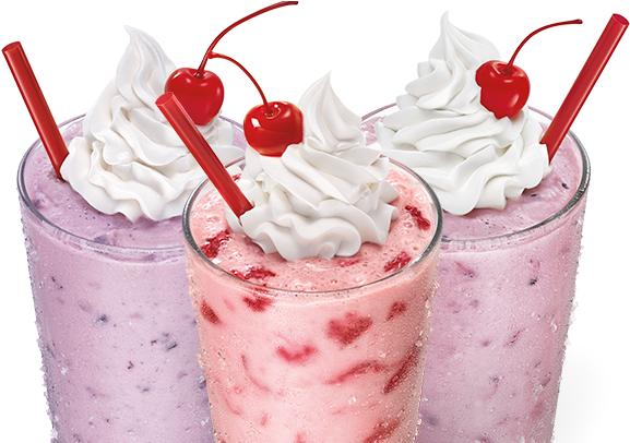 Assorted Milkshakeswith Whipped Creamand Cherries