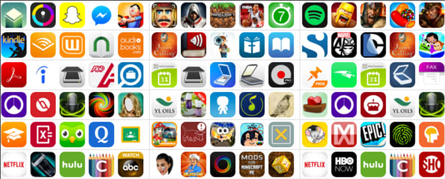 Assorted Mobile App Icons Netflix Highlighted PNG with transparent background