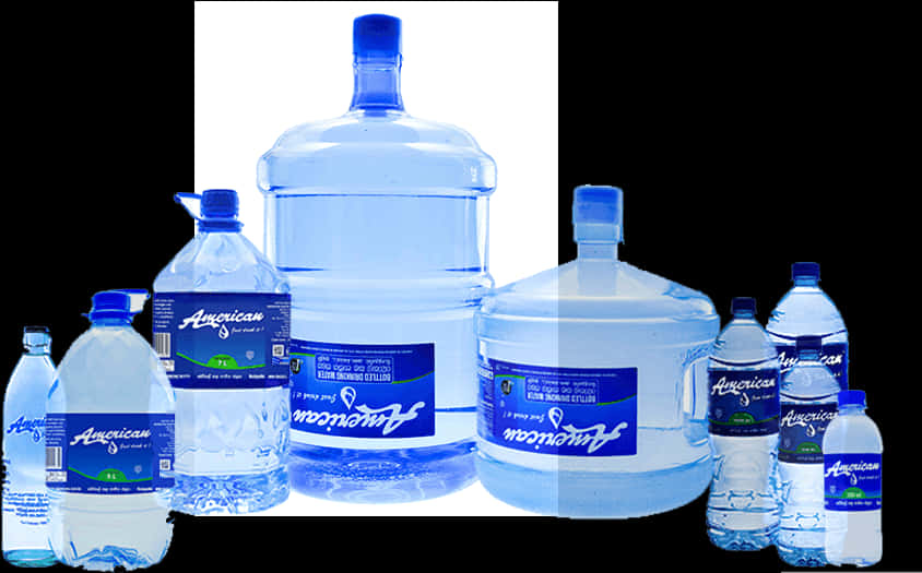 Assorted Plastic Water Bottles PNG with transparent background