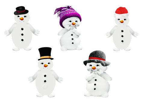 Assorted Snowmen Characters PNG with transparent background