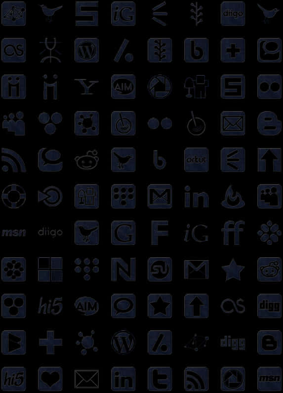 Assorted Social Media Icons Dark Background PNG image with a transparent background, free high-resolution download
