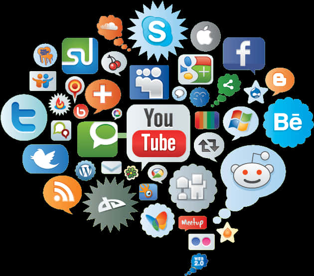 Assorted Social Media Icons PNG image with a transparent background, free high-resolution download