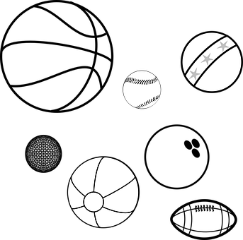 Assorted Sports Balls Vector PNG with transparent background