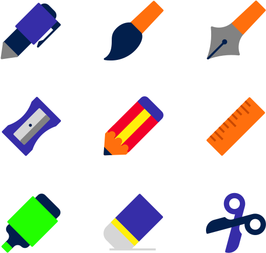 Assorted Stationery Icons Set