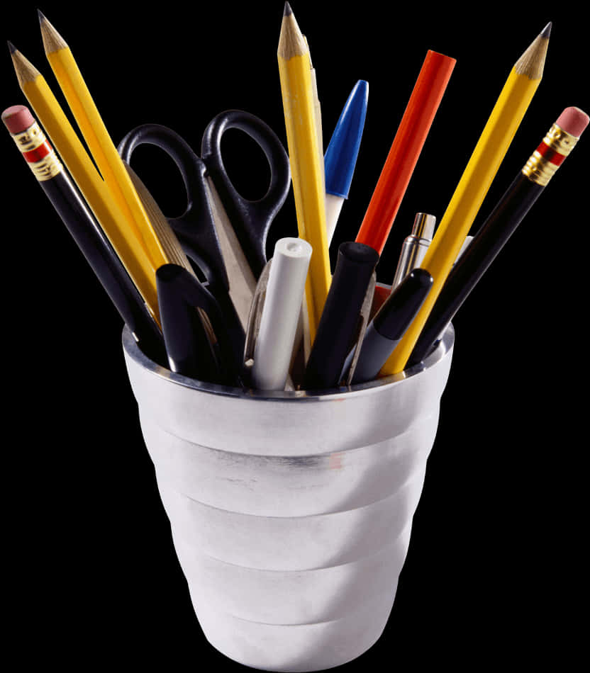 Assorted Stationeryin Holder PNG with transparent background