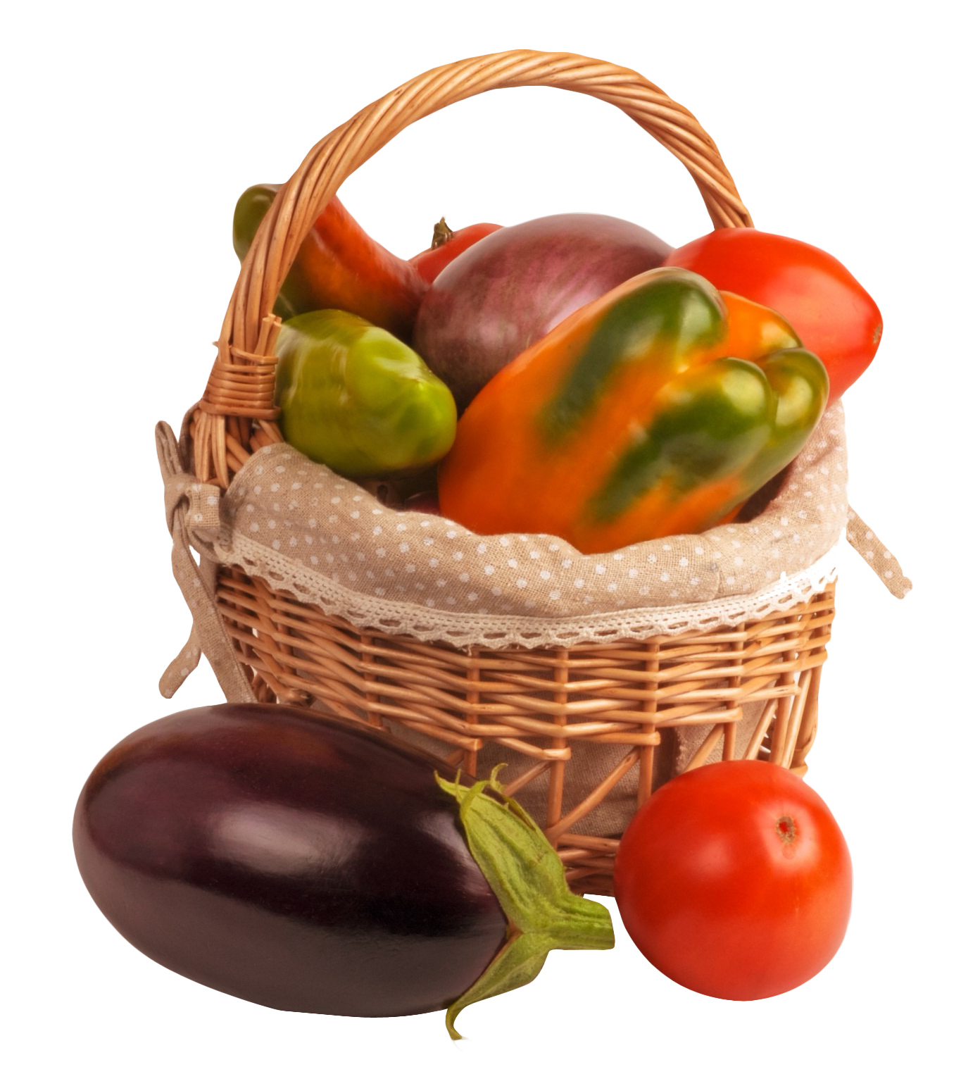 Assorted Vegetablesin Basket PNG with transparent background
