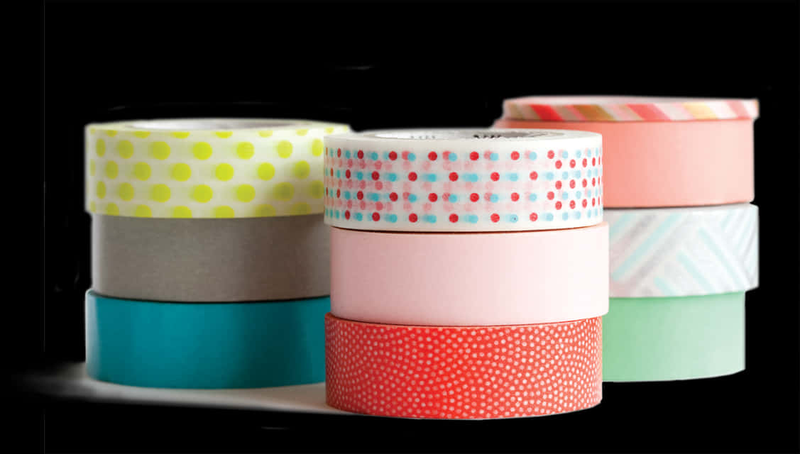 Assorted Washi Tapeson Black Background