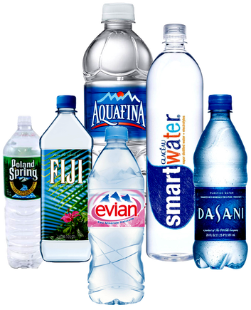 Assorted Water Bottle Brands PNG with transparent background