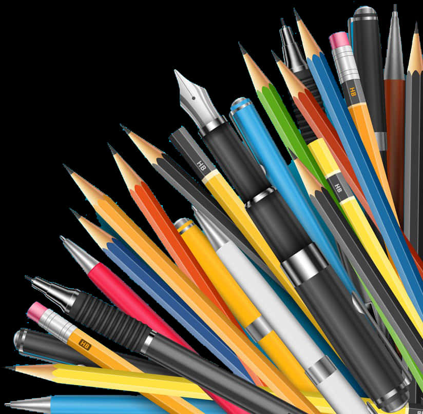 Assorted Writing Instruments PNG with transparent background