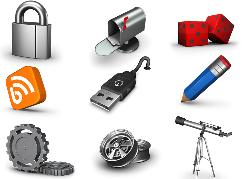 Assorted3 D Icons Set