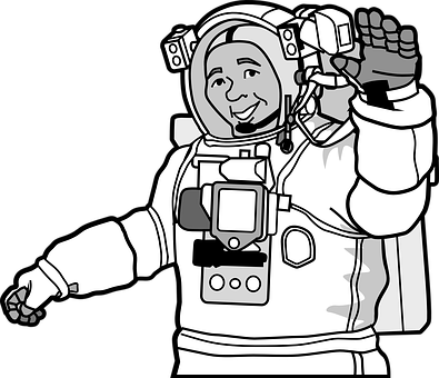 Astronaut Cartoon Waving Hello PNG with transparent background