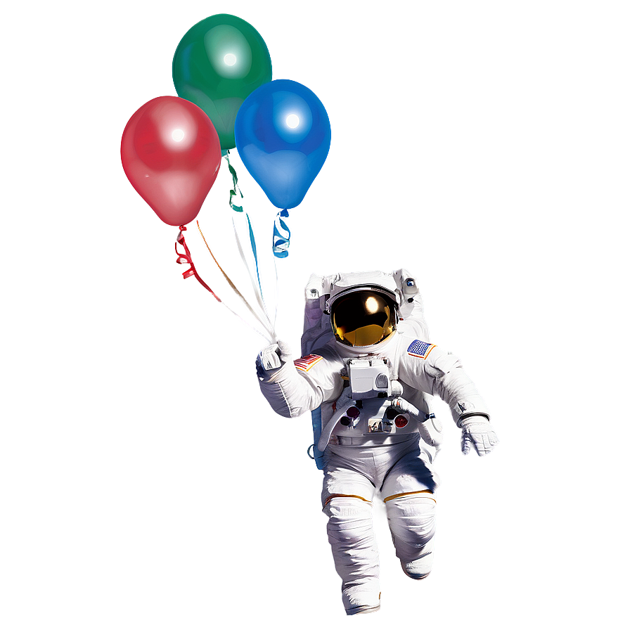 Astronaut Floating With Balloons Png Nos74