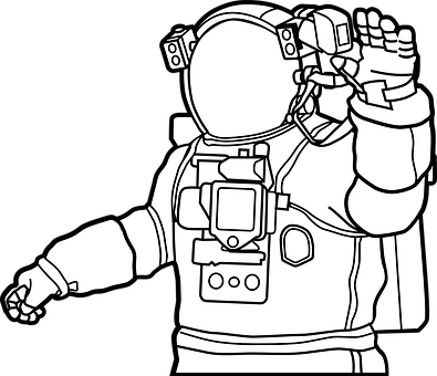 Astronaut Line Art PNG with transparent background
