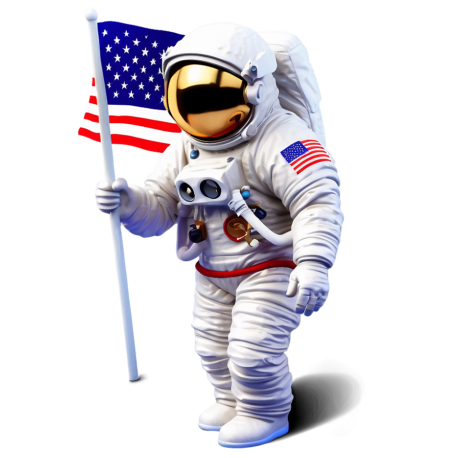 Astronaut Planting Flag Png Qag37