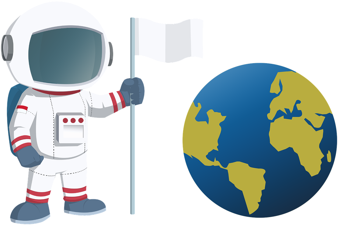 Astronaut_with_ Flag_and_ Earth_ Clipart