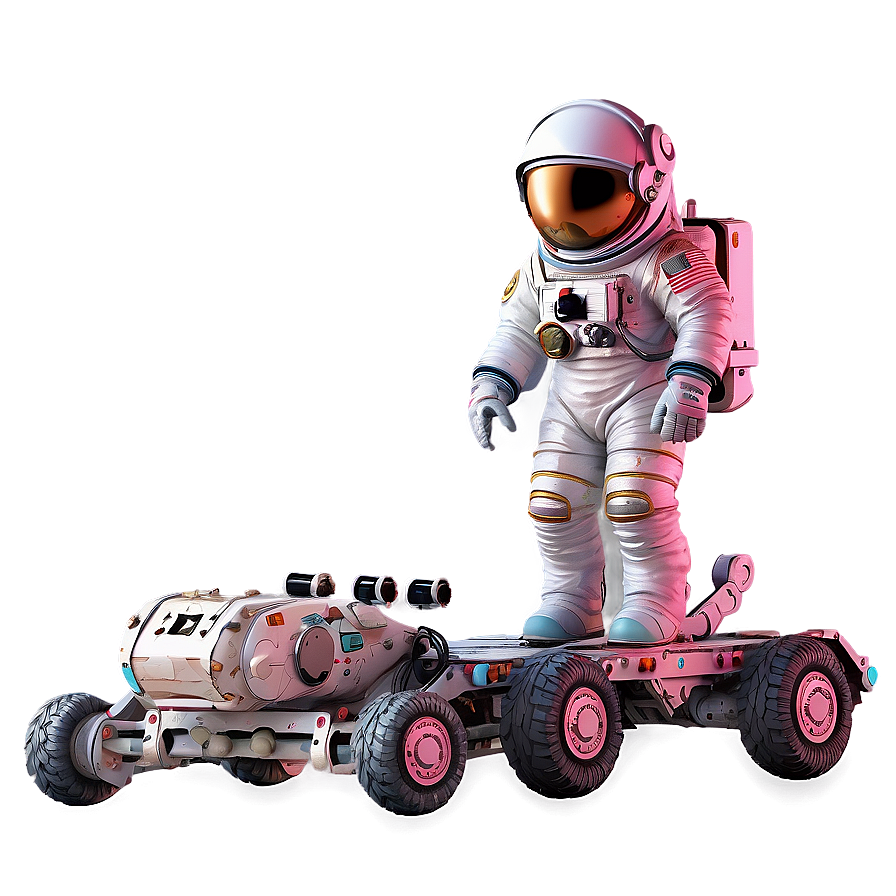 Astronaut With Space Rover Png Xxe14