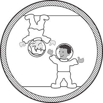 Astronautand Earth Reflection Graphic PNG with transparent background