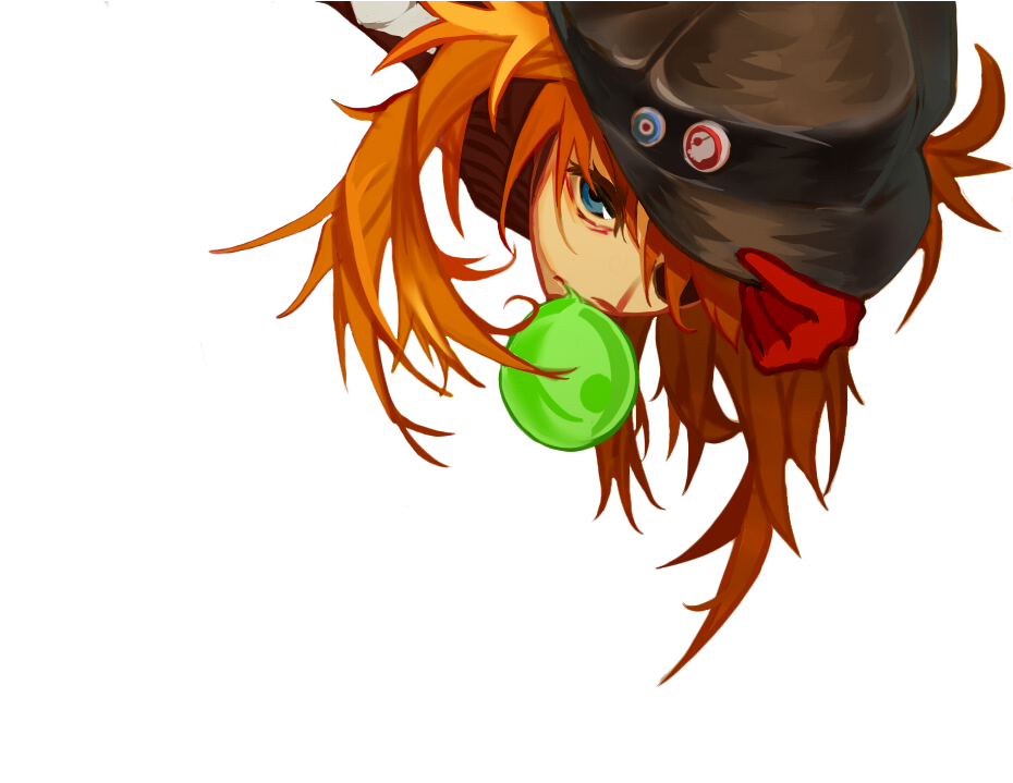 Asuka Langley With Hat And Bubblegum