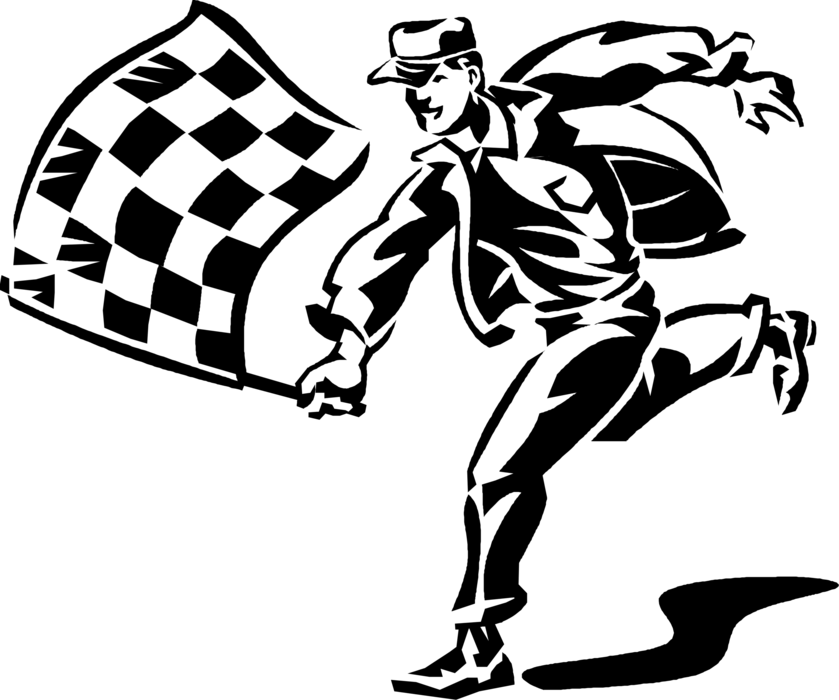 Athlete Vector Racing - Person With Checkered Flag, HD Png Download PNG with transparent background