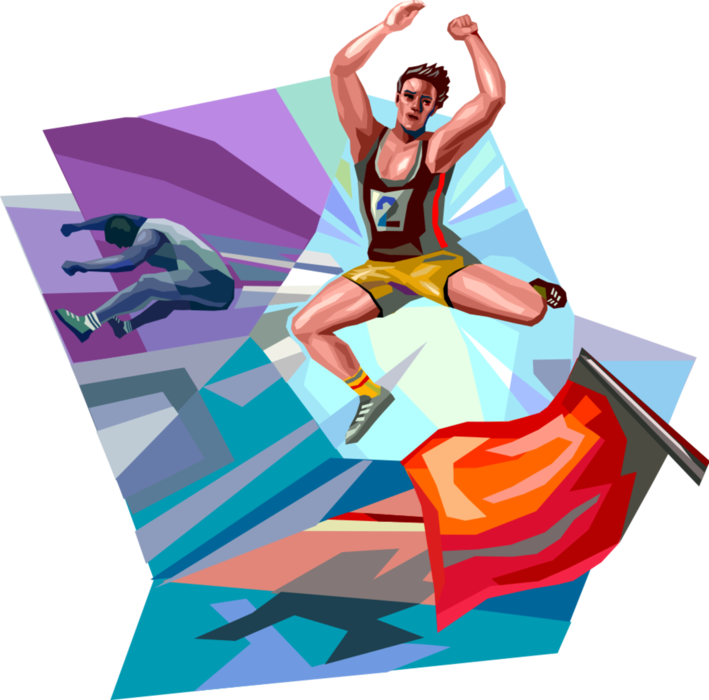 Athletic Hurdle Jump Illustration