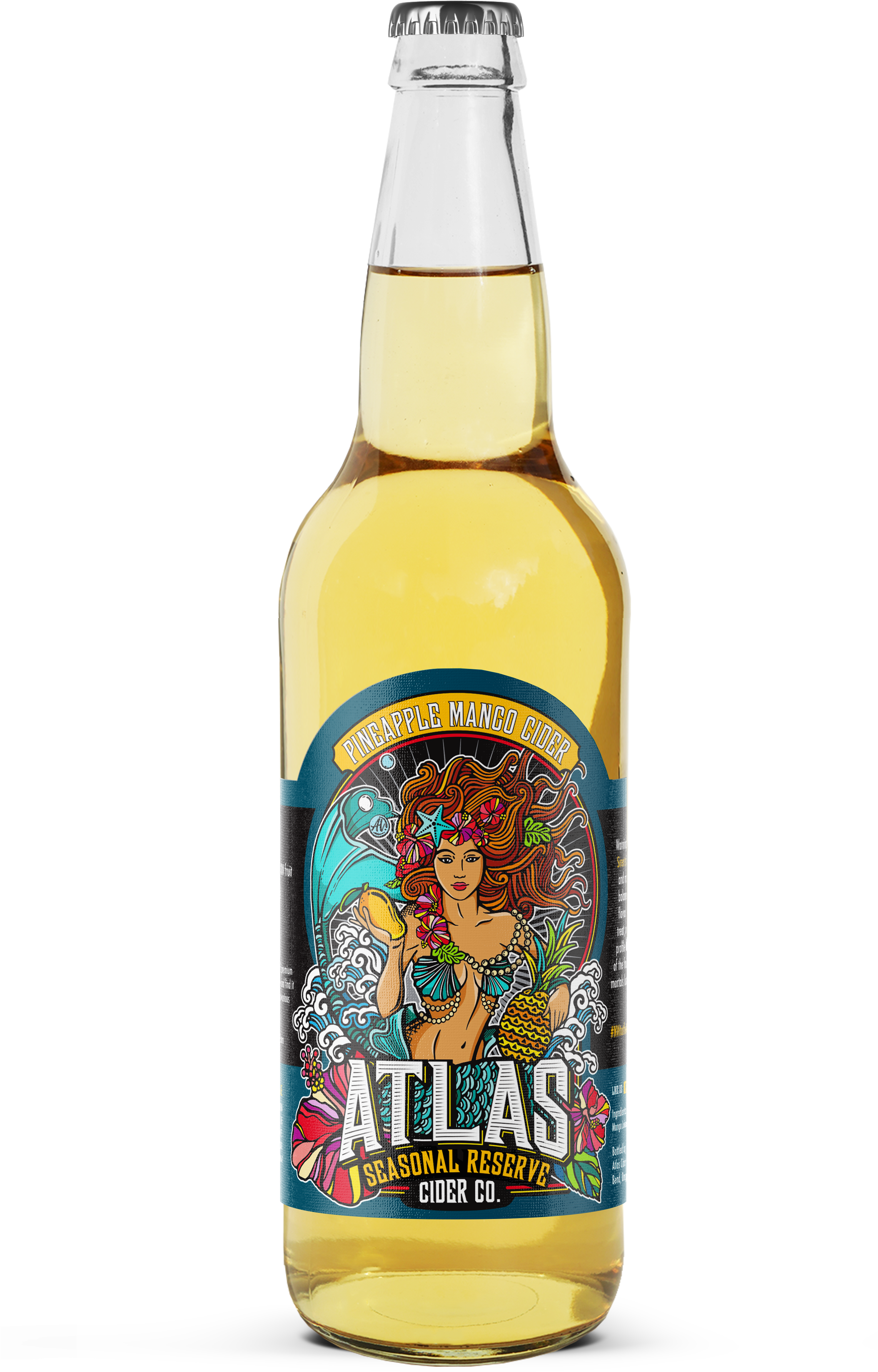 Atlas Pineapple Mango Cider Bottle PNG image with a transparent background, free high-resolution download