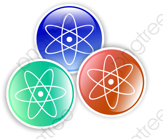 Atomic Symbols Colorful Badges PNG with transparent background