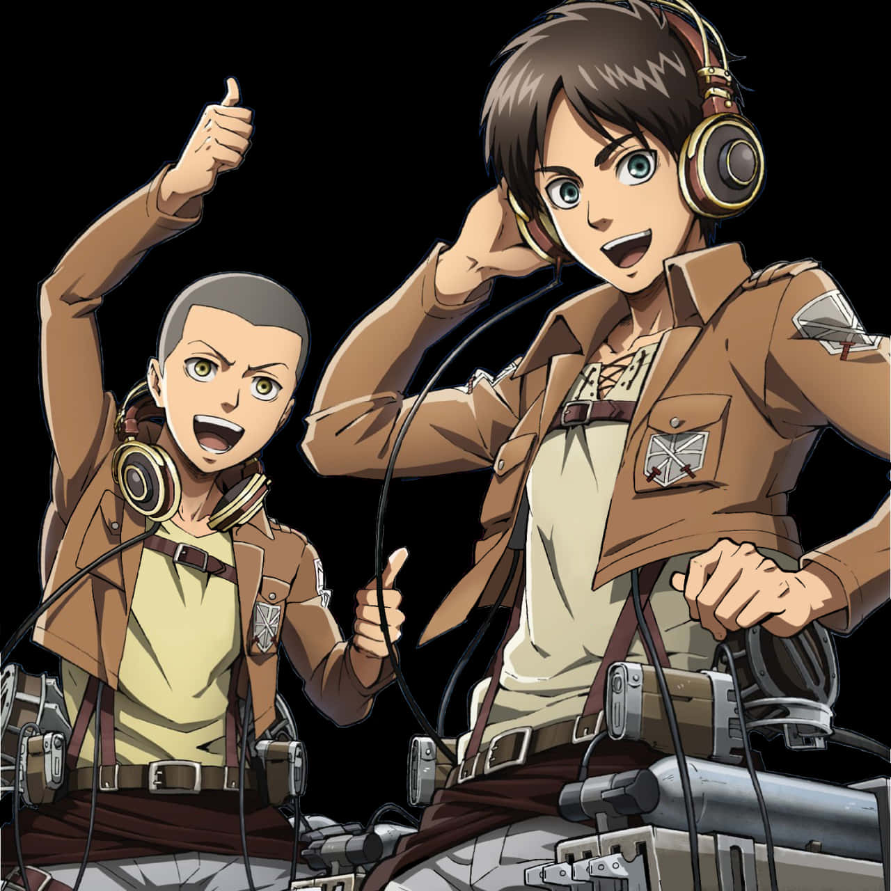 Attackon Titan Characters Celebrating PNG with transparent background