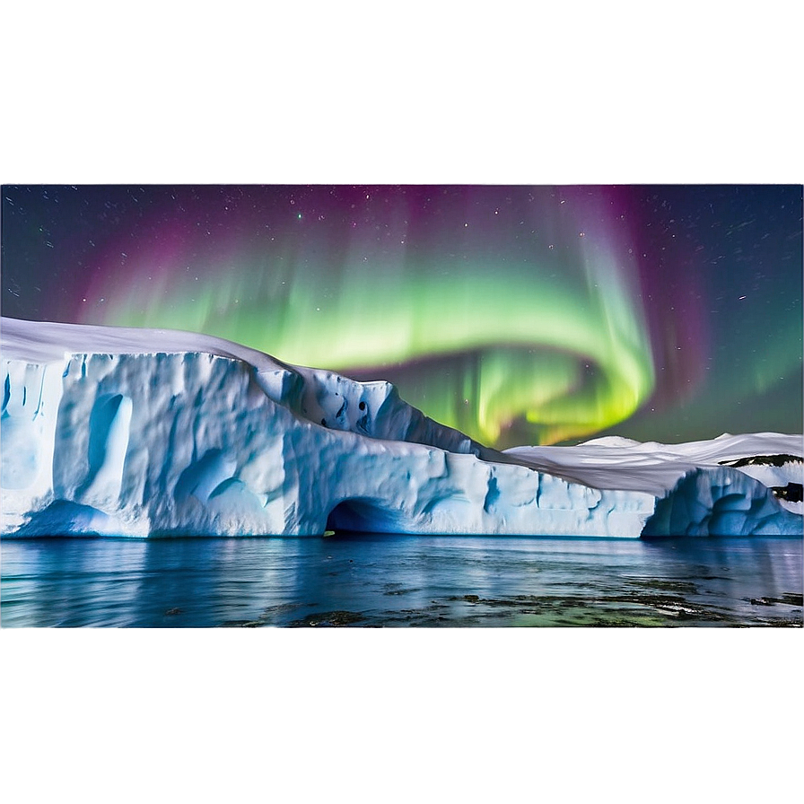 Aurora Borealis Over Icebergs PNG lef29 PNG with transparent background