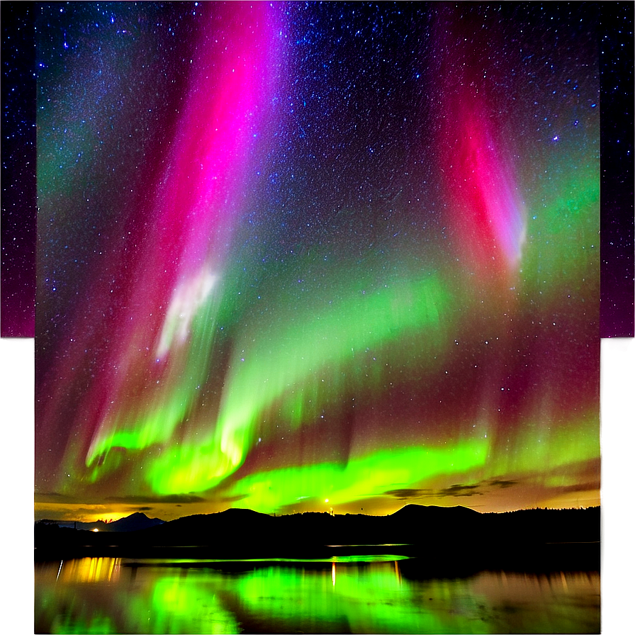 Aurora Borealis Over Lake PNG gqm PNG with transparent background