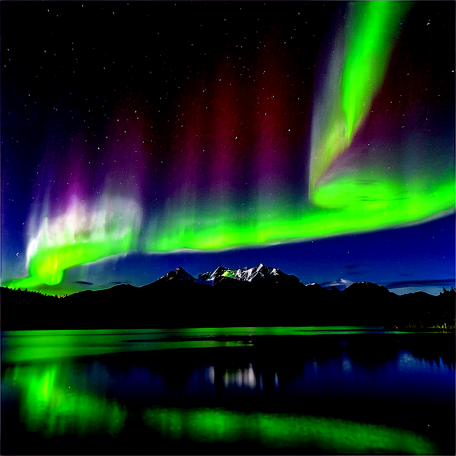 Aurora Borealis Over Lake PNG uwf PNG with transparent background