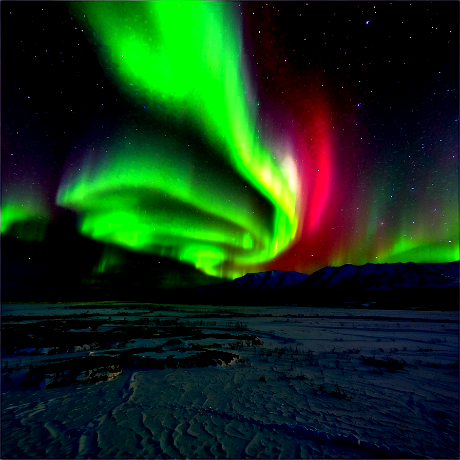 Aurora Borealis Over Tundra Png Aai79