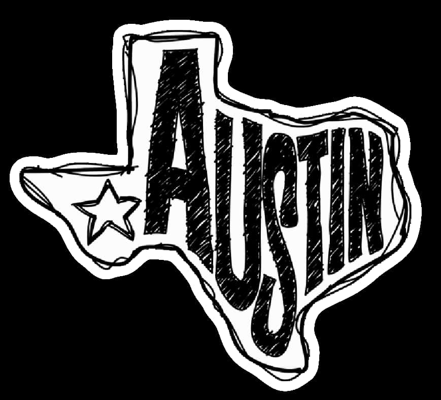 Austin Texas Outline Art PNG with transparent background