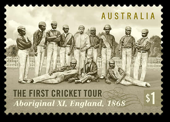Australia First Cricket Tour Aboriginal X I Stamp2018 PNG with transparent background