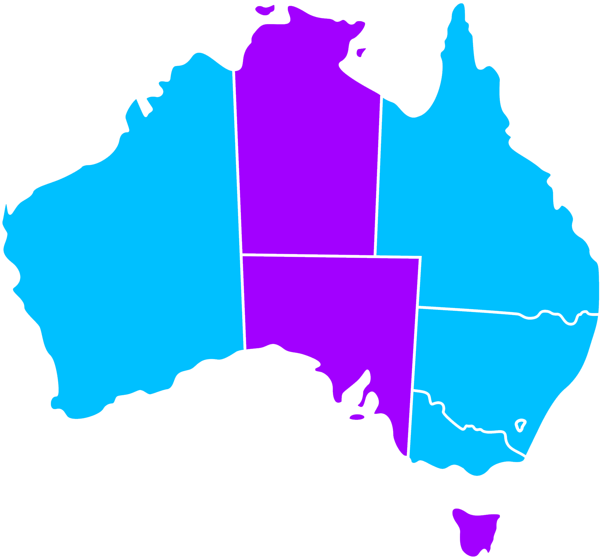 Australia Map Divided Regions