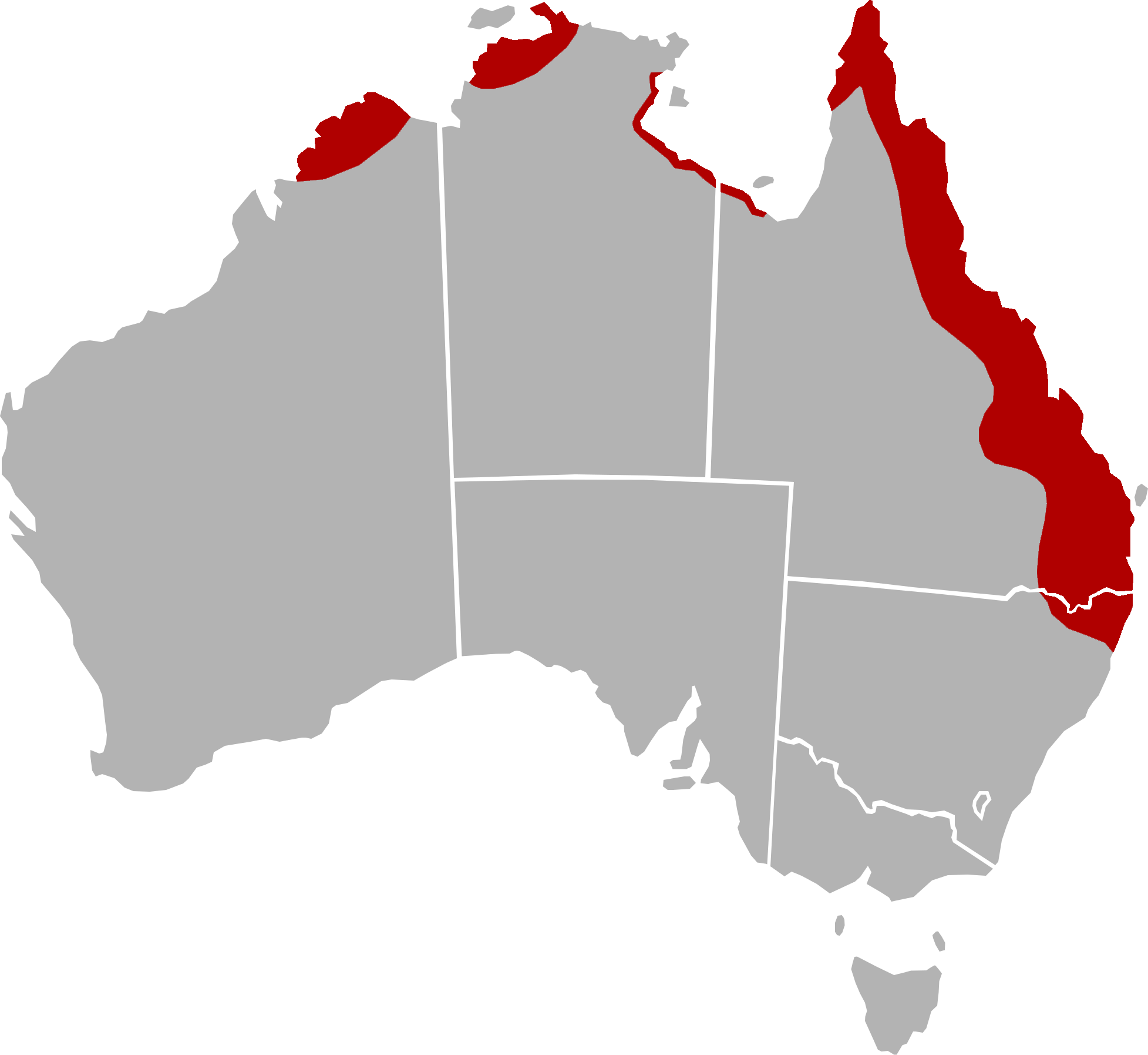 Australia Map Queensland Highlighted