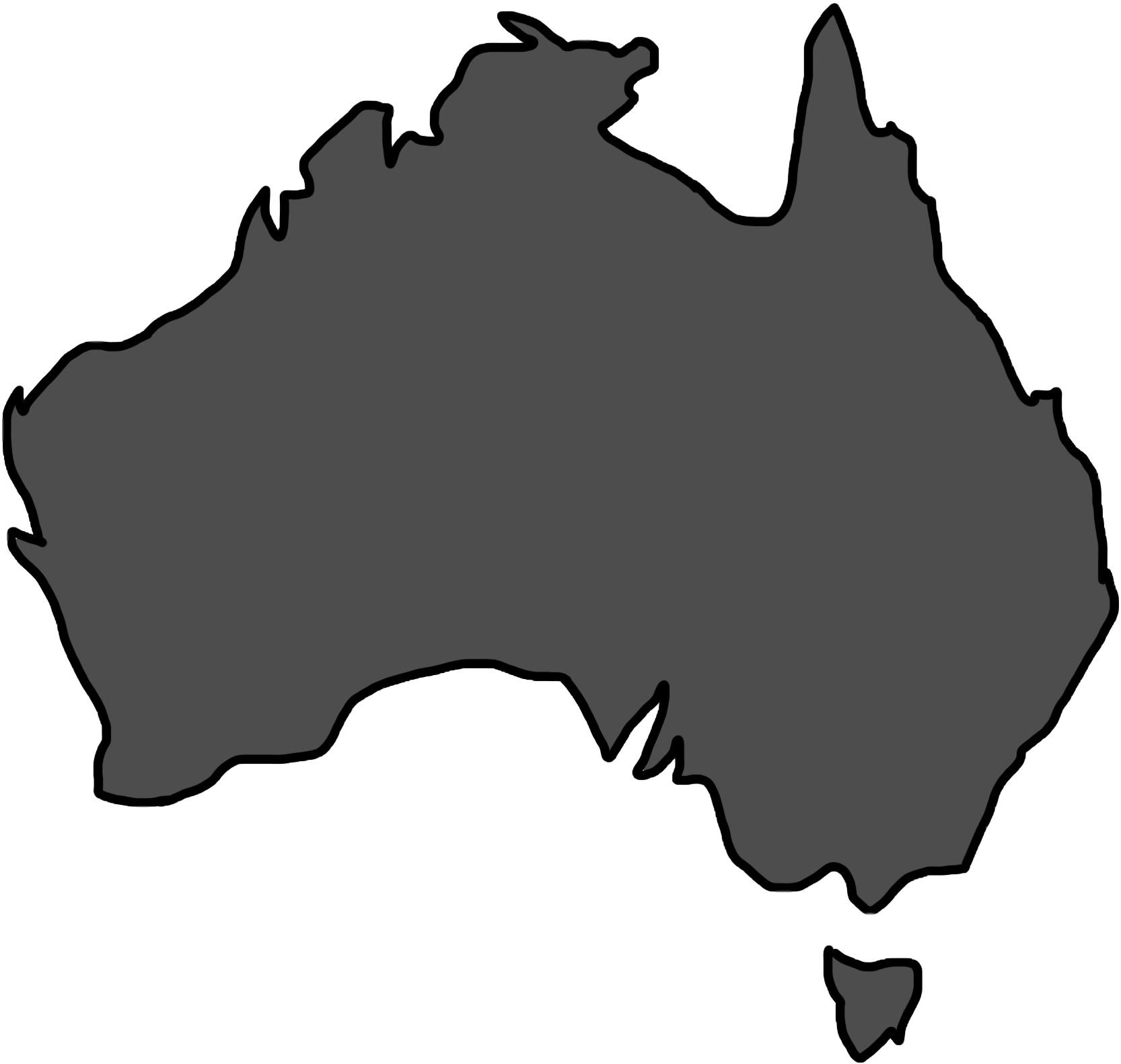 Australia Map Blacked - Apple Production In Australia, HD Png Download PNG with transparent background