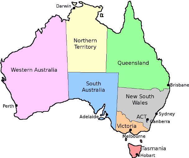 Australia Statesand Territories Map