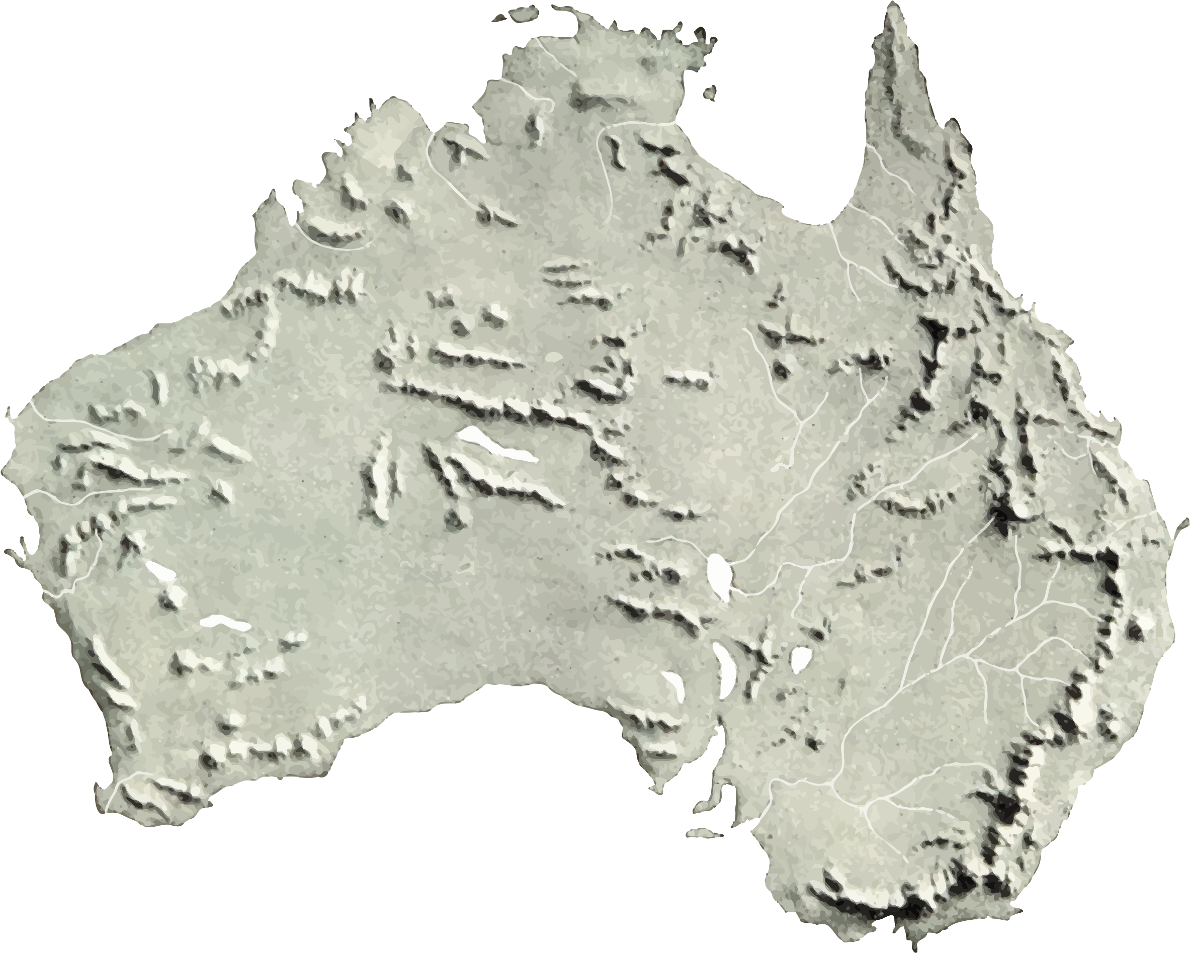 Australia Relief Map 2 Clip Arts - Relief Map Australia, HD Png Download PNG with transparent background