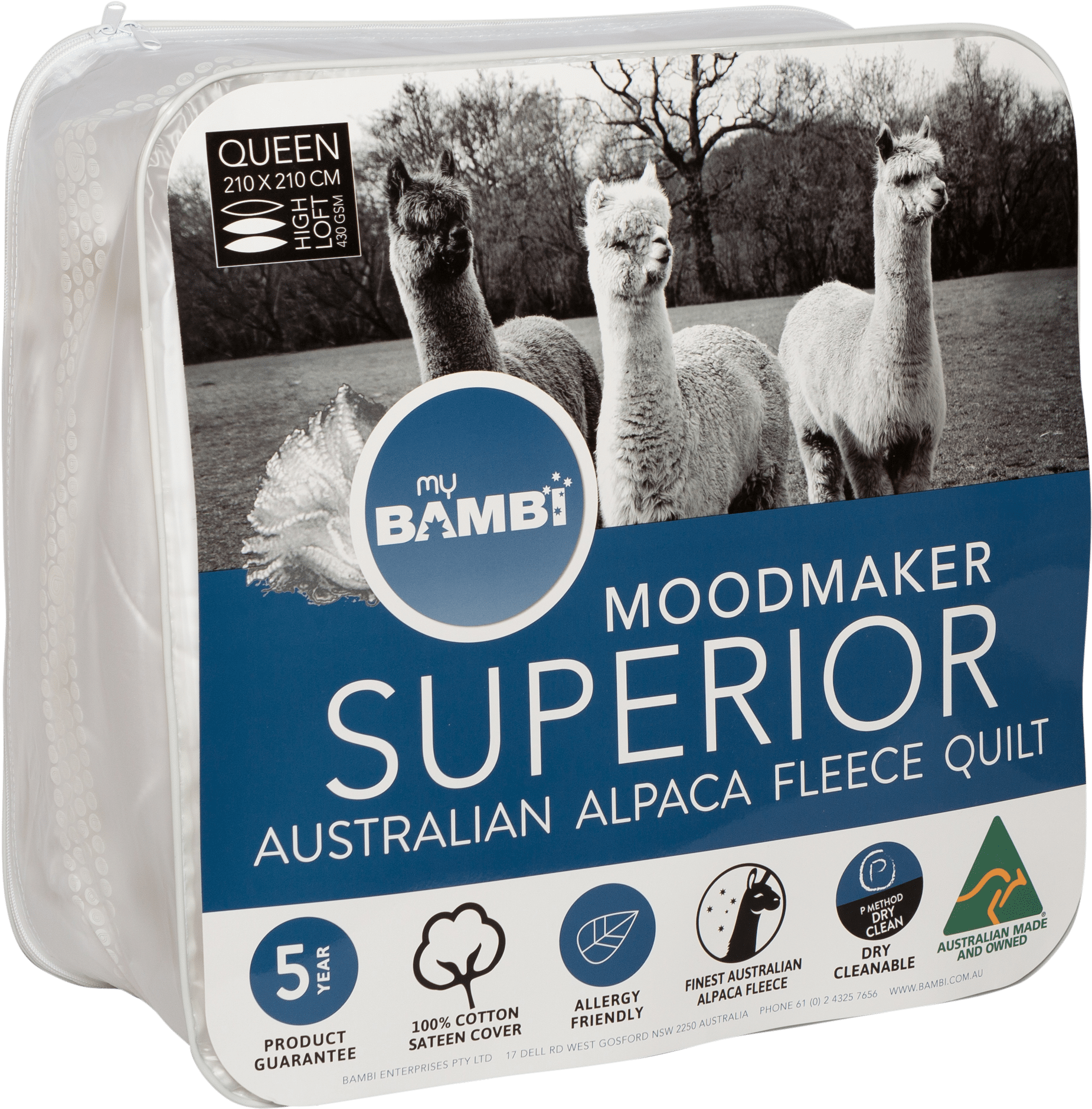 Australian Alpaca Fleece Quilt Packaging PNG image with a transparent background, free high-resolution download