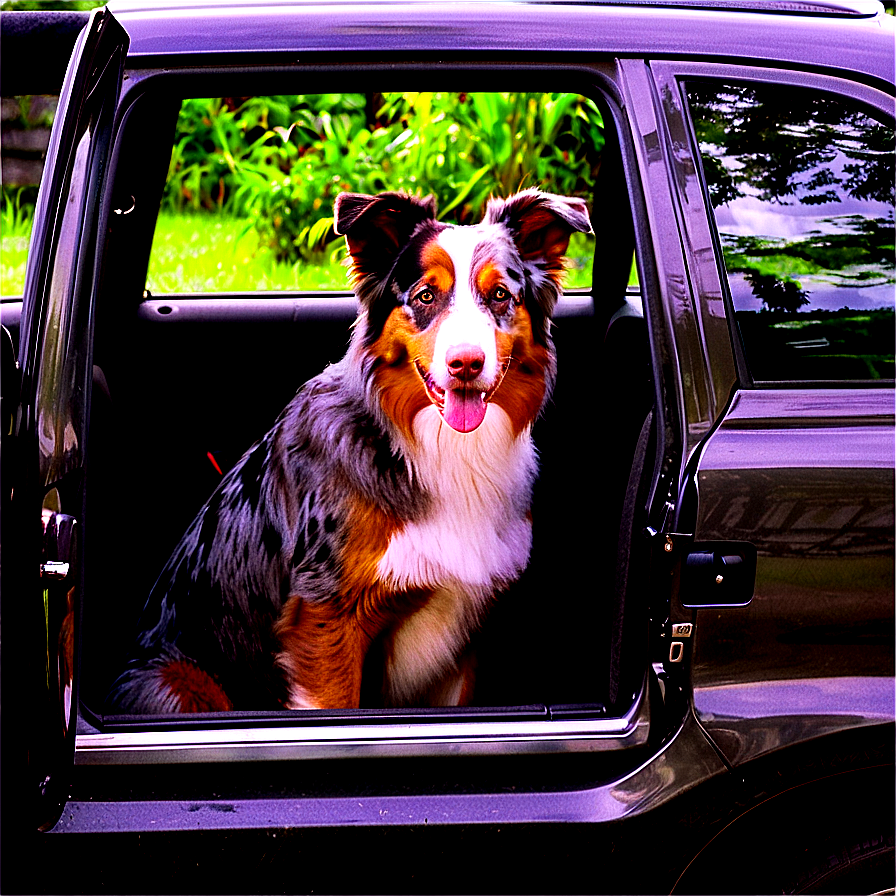 Australian Shepherd In Car Png 06202024