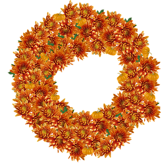 Autumn Floral Wreath PNG with transparent background