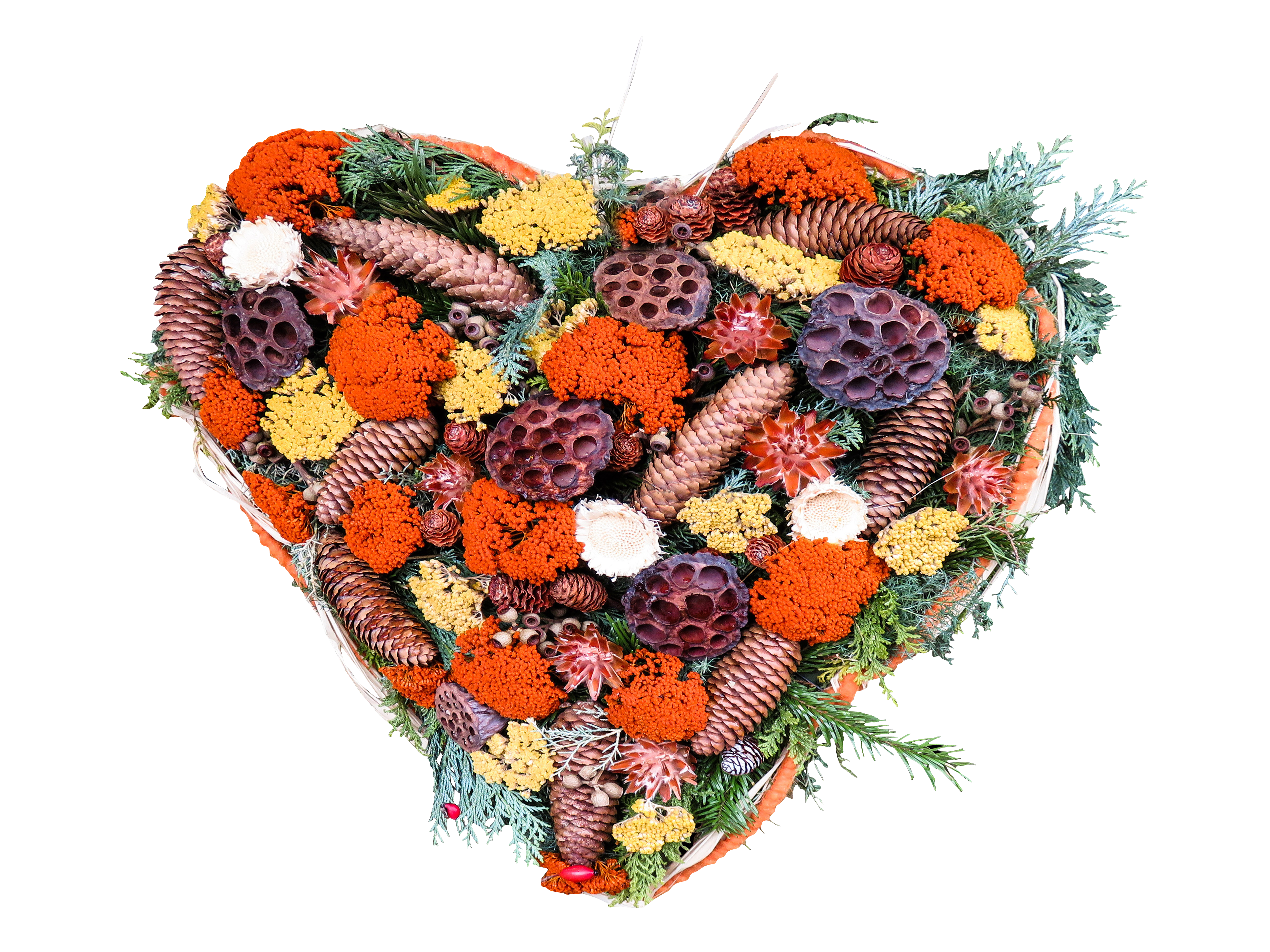 Autumn Heart Floral Arrangement PNG with transparent background