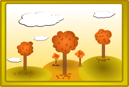 Autumn Landscape Illustration PNG with transparent background