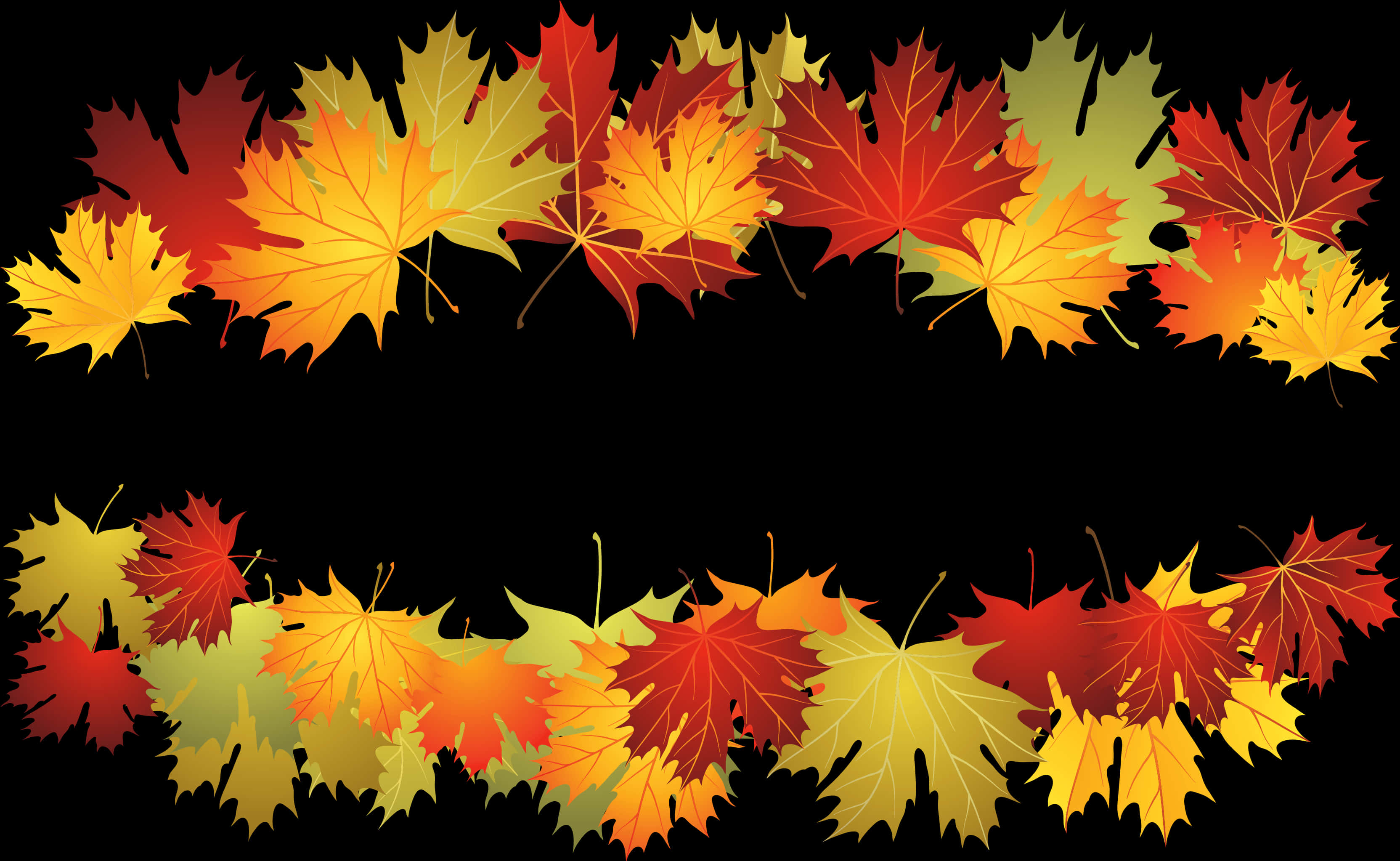 Autumn_ Leaves_ Border_ Vector PNG with transparent background