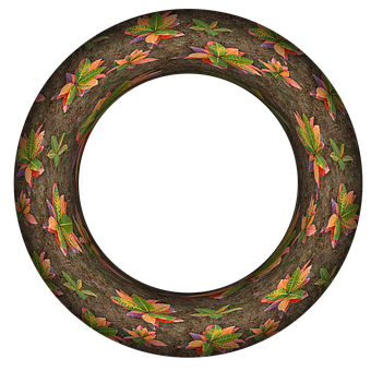 Autumn Leaves Ring Pattern PNG with transparent background